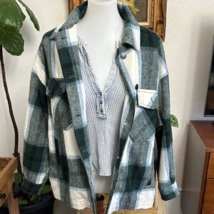 Zara Green Plaid Shirt Jacket